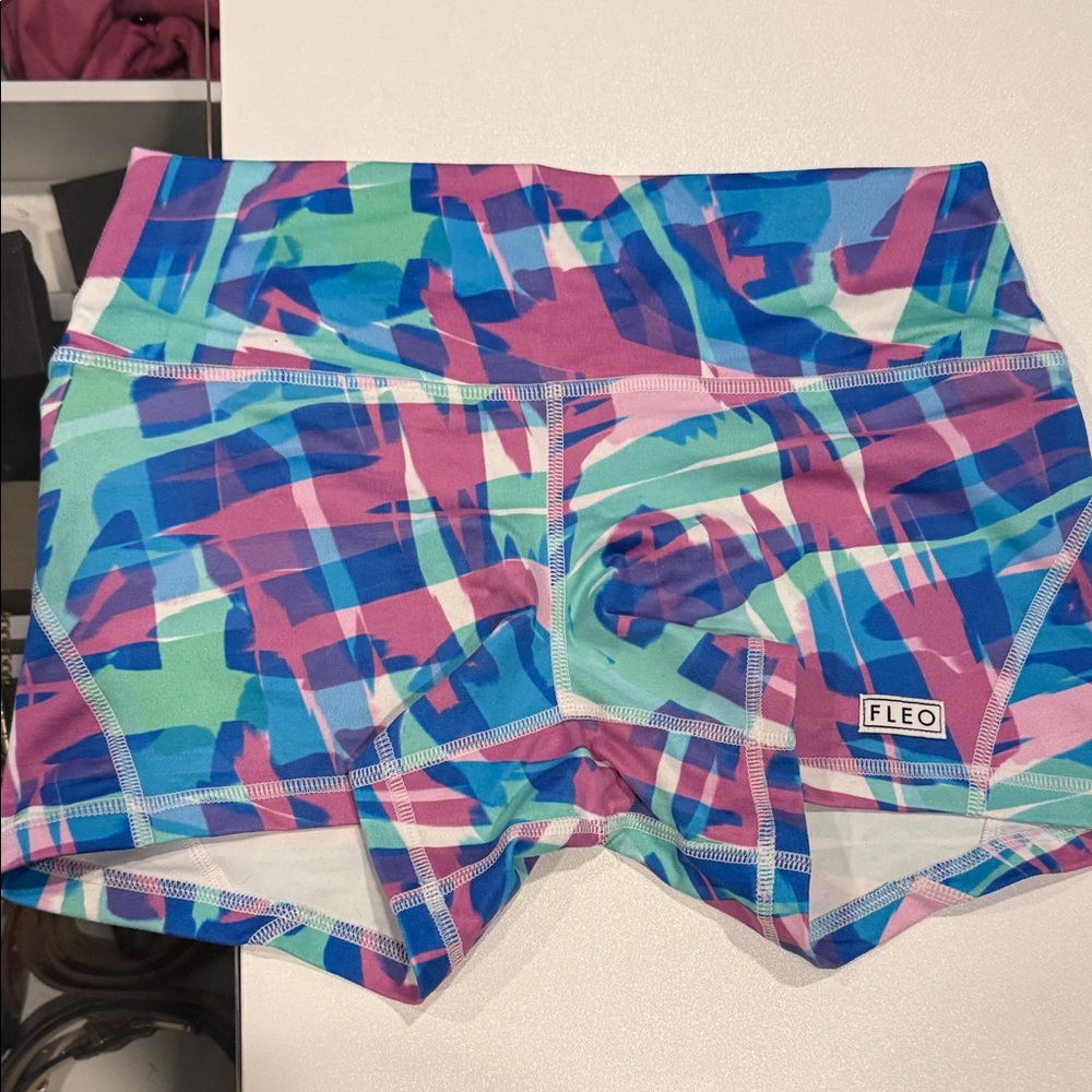 Fleo Women's Blue and Pink Athletic Shorts